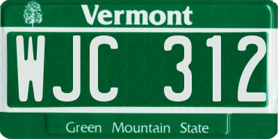 VT license plate WJC312