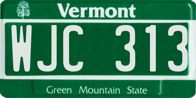 VT license plate WJC313