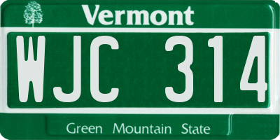 VT license plate WJC314