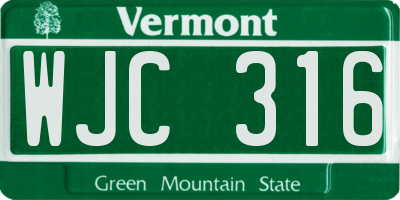 VT license plate WJC316