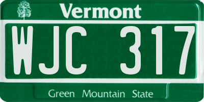 VT license plate WJC317