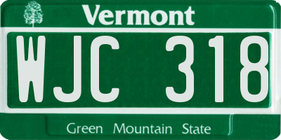 VT license plate WJC318