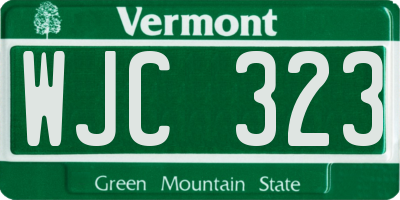 VT license plate WJC323
