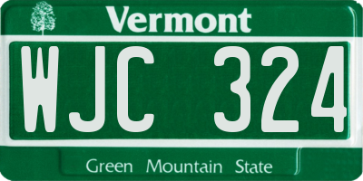 VT license plate WJC324