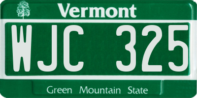 VT license plate WJC325
