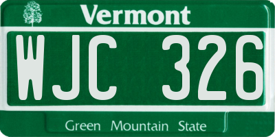VT license plate WJC326