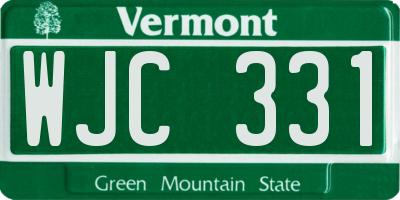 VT license plate WJC331