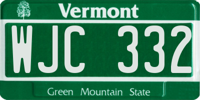 VT license plate WJC332