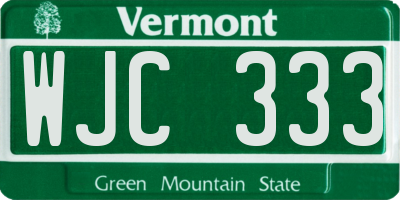 VT license plate WJC333