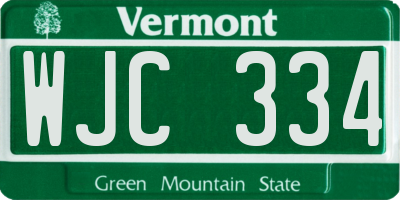 VT license plate WJC334