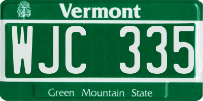 VT license plate WJC335