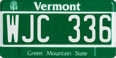 VT license plate WJC336