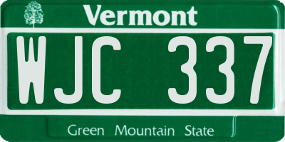 VT license plate WJC337