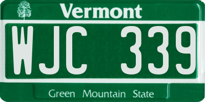 VT license plate WJC339