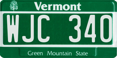 VT license plate WJC340