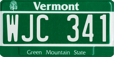 VT license plate WJC341