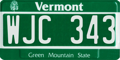 VT license plate WJC343