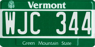 VT license plate WJC344