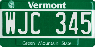 VT license plate WJC345