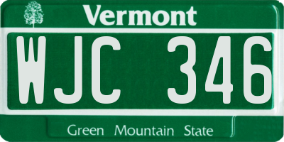 VT license plate WJC346