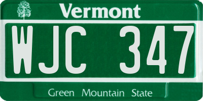 VT license plate WJC347