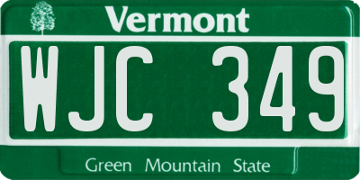 VT license plate WJC349