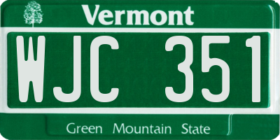 VT license plate WJC351