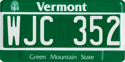 VT license plate WJC352