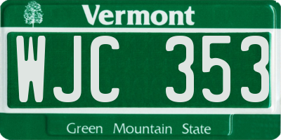 VT license plate WJC353