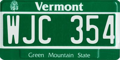 VT license plate WJC354