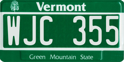 VT license plate WJC355