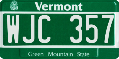 VT license plate WJC357