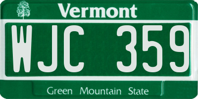 VT license plate WJC359