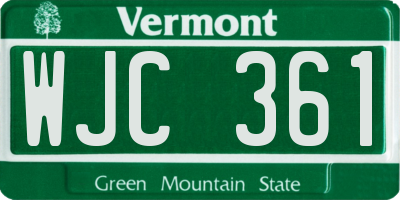 VT license plate WJC361