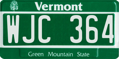 VT license plate WJC364