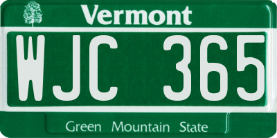 VT license plate WJC365