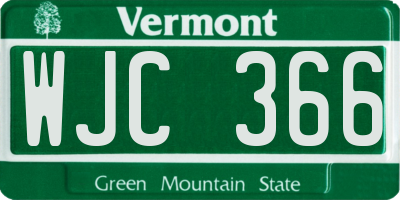 VT license plate WJC366