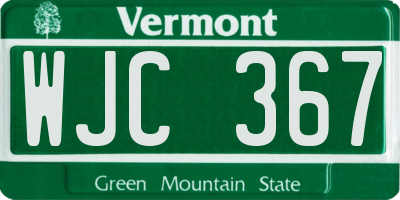 VT license plate WJC367