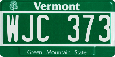 VT license plate WJC373