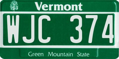 VT license plate WJC374