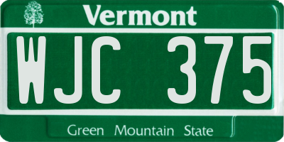 VT license plate WJC375