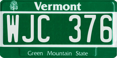VT license plate WJC376