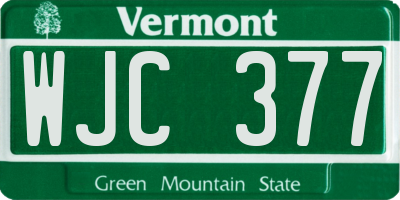 VT license plate WJC377