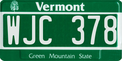 VT license plate WJC378