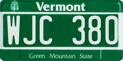 VT license plate WJC380
