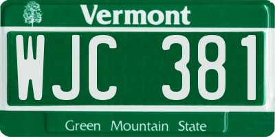 VT license plate WJC381