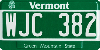 VT license plate WJC382