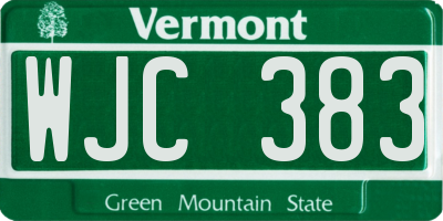 VT license plate WJC383