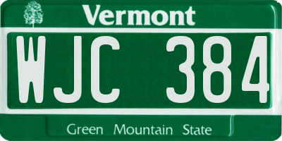 VT license plate WJC384