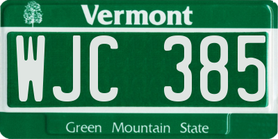 VT license plate WJC385